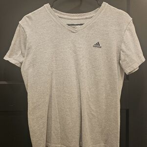 Adidas Womens Gray V-Neck Tee